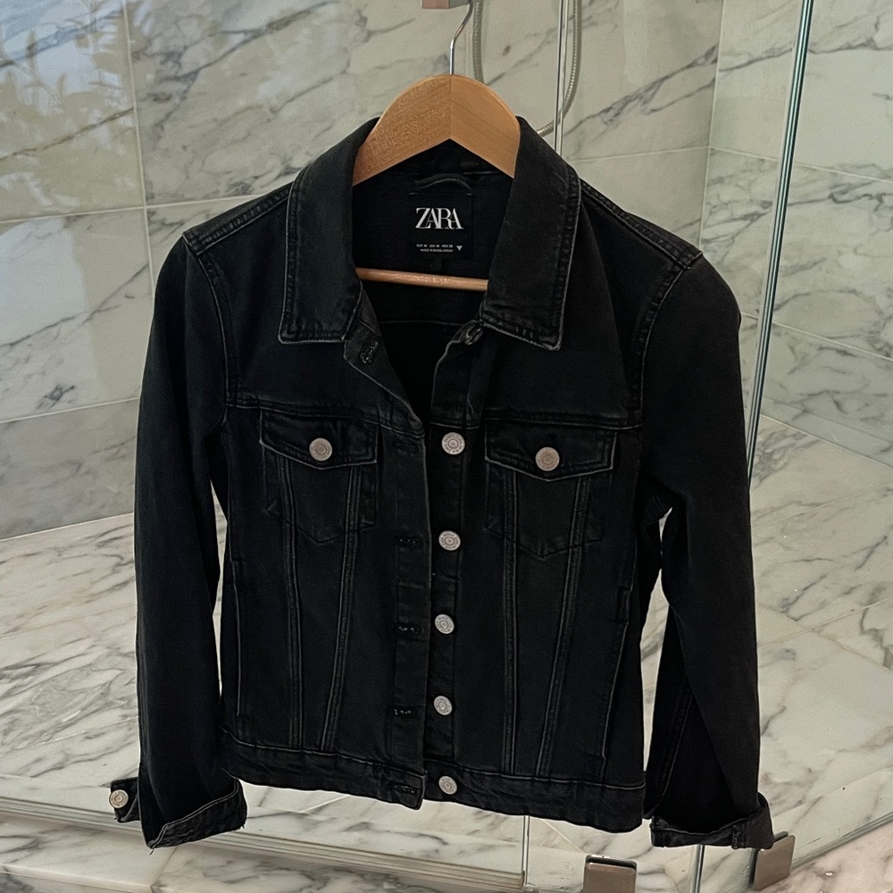 Zara Black Button-Up Denim Jacket